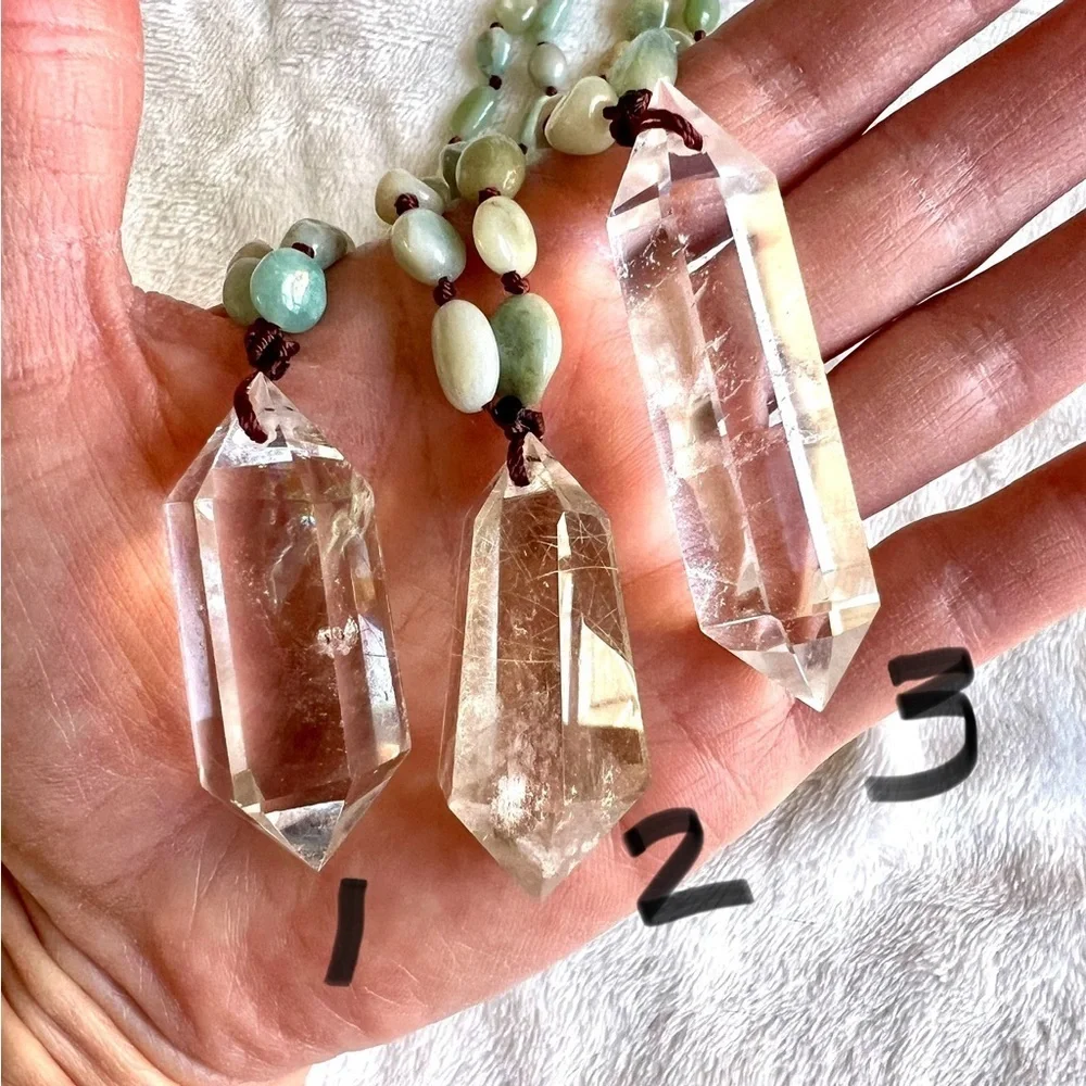 DT Power Quartz + Aquamarine Mala Pendant Necklace - Picture 3 of 8